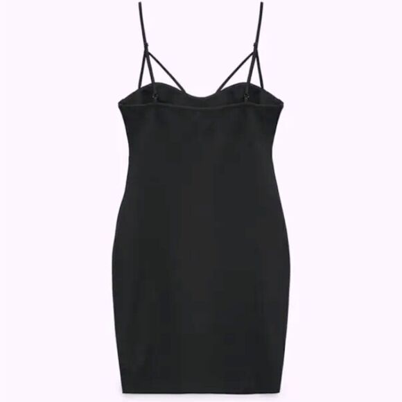 NWT ZARA Bustier Little Black Bodycon Dress M - Picture 4 of 7